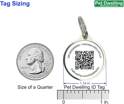 Pet Dwelling QR Code Pet ID Tag – Smart Dog & Cat ID Tags for Pet Safety, Free Personalized Online Profile, Instant Scan Alerts, AI Insights (Red Heart)