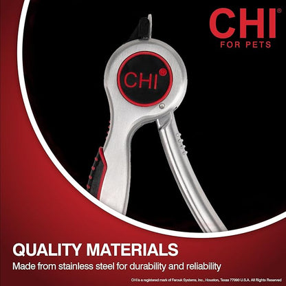 CHI for Pets Guillotine Nail Clipper for Dogs - Stainless Steel Dog Nail Cutter with Safety Guard and Ergonomic Soft Grip Handle - Grooming Tool for All Dog Breeds, Guillotine Nail Clipper, One Size