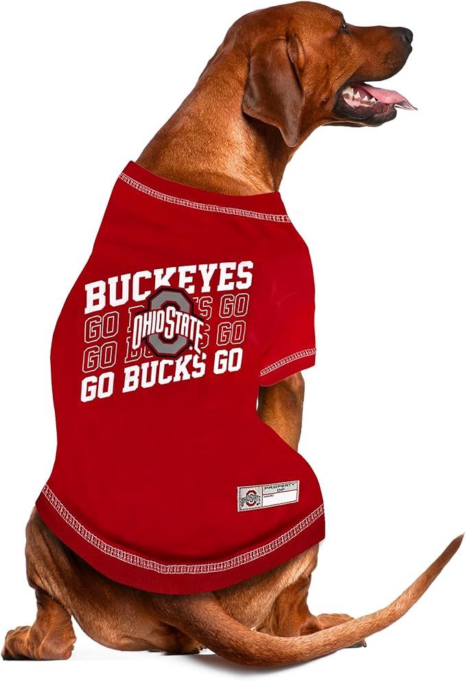 Pets First NCAA Ohio State Buckeyes Graphic Dog Tshirt, Licensed Sporty Dog Shirt with Team Name and Logo, Cool Puppy Shirt, Size Medium