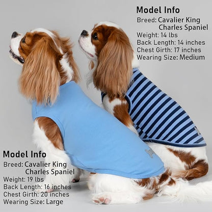 KYEESE 2Pack Dog Shirt, Soft Striped Dogs T Shirts, Lightweight Doggie Tank Top Cat Clothes, Sleeveless Dog Shirt for Small Dogs, Stretchy Pet Vest, Dark Blue, Medium