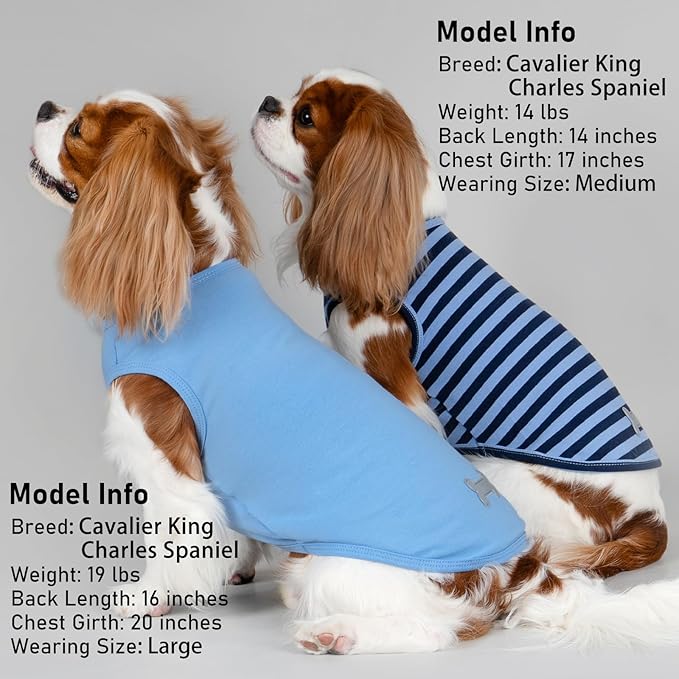 KYEESE 2Pack Dog Shirt, Soft Striped Dogs T Shirts, Lightweight Pet Tank Top, Sleeveless Dog Shirt for Large Dogs, Stretchy Comfortable Pet Vest, Dark Blue, 3XL