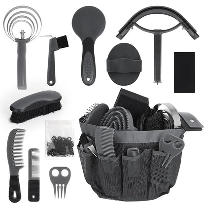 Horse Grooming Kit 12 Pcs – Complete Horse Brushes & Care Supplies Set with Organizer Tote Bag, Equine Coat Grooming Tools, Tack Room Equipment & Gifts for Horse Owners & Lovers