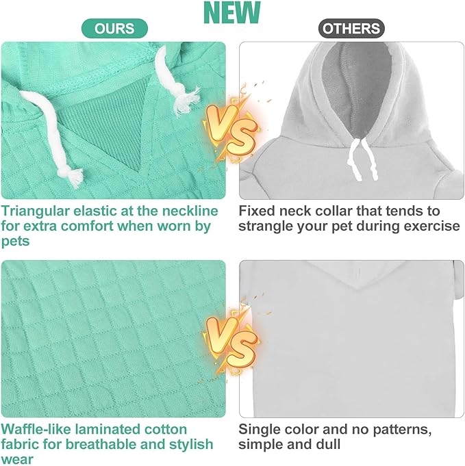 BEAUTYZOO Dog Sweaters for Large Dogs Girls Boys, Warm Winter Dog Hoodie Sweatshirt with Pocket & Leash Hole,Soft Waffle-Like Laminated Cotton Pet Clothes for Big Breeds Indoor Outdoor Cold Weather