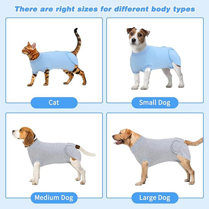 2 Packs Breathable Cotton Dog Recovery Suit for After Neuter Spay Abdominal Wounds Protector, Professional Anti-Licking Onesies for Male Female Pets Surgery Bandages, 2XL Red & Blue Pure