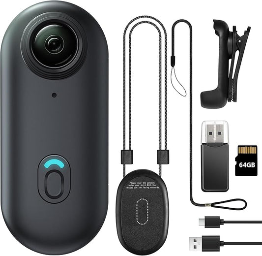 Meoilkolnm 4K 64GB Mini Body Camera, Wearable Action Body Cam, Thumb Size Hands Free Recording Body Worn Camera, Premium Portable Camcorder Mount Anywhere for Pet Walking, Work, Travel (Black)