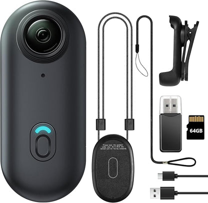 Meoilkolnm Mini Body Camera, Wearable Action Body Cam, Thumb Size Hands Free Recording Body Worn Camera, Premium Portable Camcorder Mount Anywhere for Pet Walking, Work, Travel (Black, 64GB)