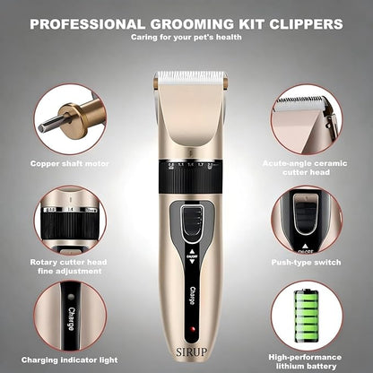 SIRUP Rechargeable Dog Grooming Kit-Dog Clipper Kit, Pet Shaver Cordless Electric Quiet Hair Clipper Set for Dogs Cats Pets, 12 piece Set