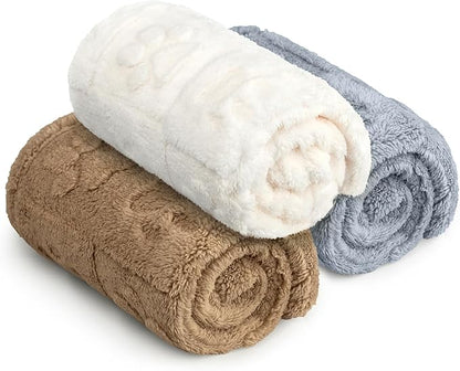 Americanflat 30x40 Jacquard Fleece Throw Blanket - Soft and Breathable Pet Blankets for Couches, Bed, Chair - Fleece Blanket for Home, Bedroom, or Outdoor - Gray Paw Print Blankets for Dogs or Cats