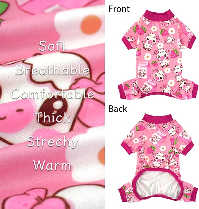 XPUDAC 4 Pack Dog Pajamas for Small Medium Dogs, Strechy Soft Puppy Clothes for Doggie Girl Boy Pet Jumpsuit, Cat Onesie-S