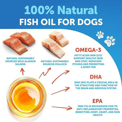Omega 3 Fish Oil for Dogs - Better Than Salmon Oil - Skin and Coat Defense Liquid Supplement for Allergy Relief - High EPA & DHA for Shedding, Mobility, Itching, Joint & Bone Health Support - 16 FL OZ