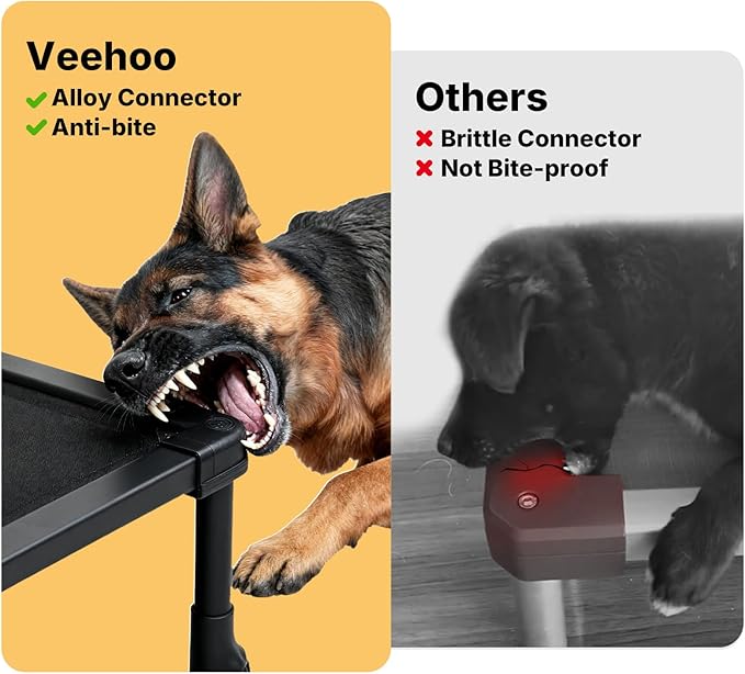 Veehoo Chew Proof Elevated Dog Bed, Indestructible Raised Dog Bed with Exclusive Cover, Washable Orthopedic Padded Pet Cot for Indoor & Outdoor, Large Dog Bed 41" x 27", Dark Grey