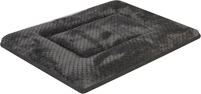Dog Bed Plush Crate Pad 36" x 23" Kennel Pad Machine Washable Entire Dark Gray Pet Bed