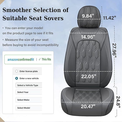 Coverado Car Seat Cover Full Set, Waterproof Front and Back Seat Covers for Cars, 5-Pack Leather Seat Covers, Car Seat Protectors, Driver Seat Cushions Fit for Most Vehicles Gray