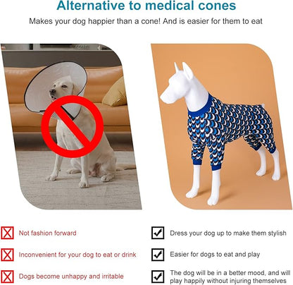LovinPet Jammies for Large Dogs - Anti Licking & Anxiety Calming Dog Shirt, Lightweight Stretchy Summertime Print, Pitbull Shirt, Large Dogs Onesie, Pitbull Clothes, Dog Costume for Parties, Black L