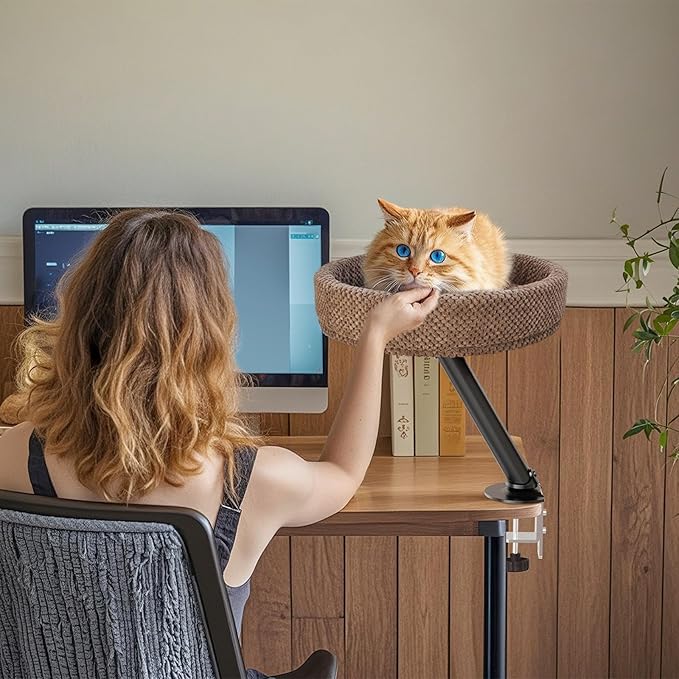 Simcat Modern Desk Cat Bed, Pet Cat Bed for Table Supports Up to 40 lbs, Removable Study Office Game Tables Indoor Cats Desk Beds
