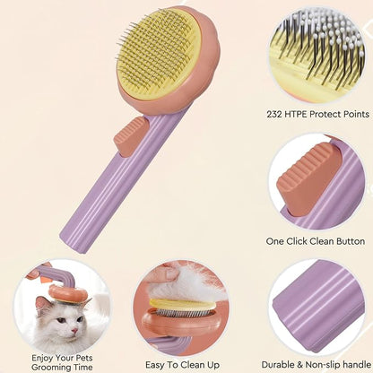 Cat Grooming Glove Brush, Pet Brush for Short and Long Haired Pets | Self-Cleaning Slicker Dog Bath Brush for Shedding and Grooming,Removes Loose Hair and Tangles,Promote Circulation