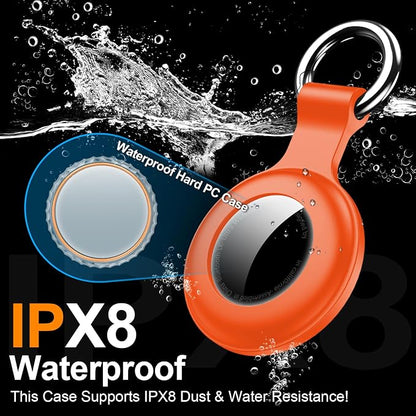 1|2|4Pack for Apple AirTag Holder with Keychain for Air Tag 2nd/1st Gen | Waterproof Air Tag Cover GPS Tracker Anti-Scratch Silicone Air-Tag Case for Pets,Kids,Bags,Luggages-Orange