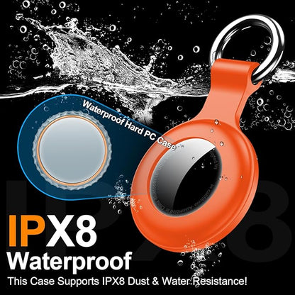 1|2|4Pack for Apple AirTag Holder,For Air Tag 2nd &1st Genaretion,Waterproof GPS Tracker Air Tag Keychain with Cover Anti-Scratch Silicone for Air-Tag Case for Pets,Luggage-Yellow+Brown+Orange+Rosered