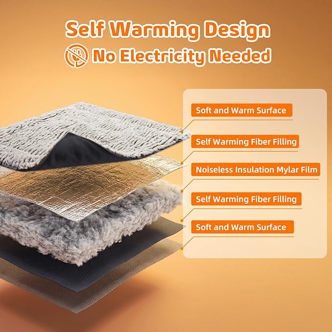 Self Warming Cat Bed, 31.5" x 23.6" Reversible Two-Sided Use Self Heating Cat Pad, Reflects Body Heat, Washable, Thermal Non Electric Heating Mat, for Cats, Small Dogs