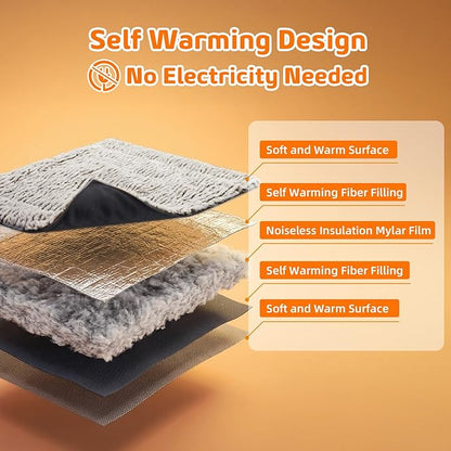 Self Warming Cat Bed, 31.5" x 23.6" Reversible Two-Sided Use Self Heating Cat Pad, Reflects Body Heat, Washable, Thermal Non Electric Heating Mat, for Cats, Small Dogs