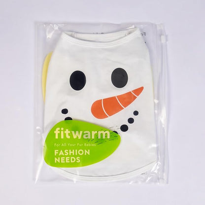 Fitwarm Snowman Dog Christmas Outfit, Holiday Dog Clothes for Small Dogs Boy Girl, Cute Pet Shirt, Black, White, Orange, Large