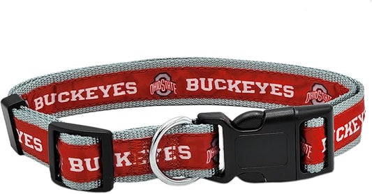 Pets First Collegiate PET Collar NEW Version Ohio State Buckeyes Dog Collar, Size Large. Best Sports Team Color for Dogs & Cats. A Shiny & Colorful Dog & Cat Collar Licensed by The NCAA