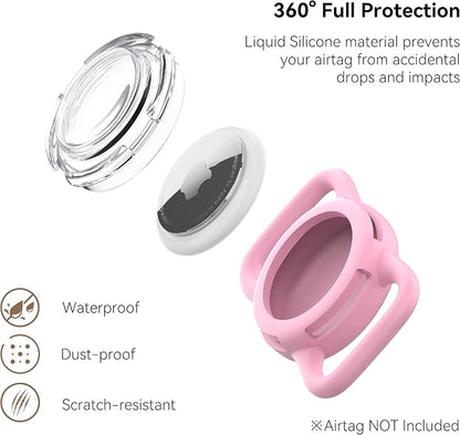 Waterproof AirTag Holder for Dog Collar, Soft Slide-On Dog AirTag Holder | Full-Body Protection, No-Dangle Fit, Ultra-Durable, Lightweight, Tool-Free Installation, Clear Cover, Fits Dog & Cat Collars