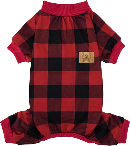 XPUDAC Dog Pajamas Soft Strechy Plaid Doggie Clothes for Small Medium Dogs Girl Boy Cat Apparel-Small