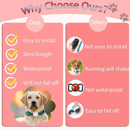 Waterproof Silicone AirTag Holder for Dog Collar, Pink | Full waterproof seal | Fits Most Collars | Soft Durable Silicone | Anti-loss Secure Fit | Lightweight & Signal-friendly