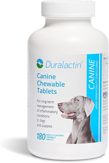 PRN Pharmacal Duralactin Canine Chewable Tablets - Joint Health Supplement for Dogs & Puppies - Pet Mobility Support - Vanilla Flavored Chews - 180 Count