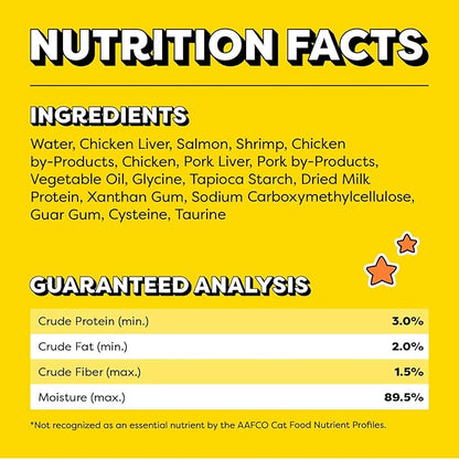 Temptations Creamy Puree Squeezable Lickable Cat Treats, Wet Cat Treats with Salmon and Shrimp, 0.42 oz. Tubes, 16 Count