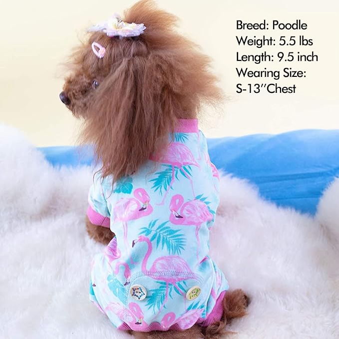 KYEESE Dog Pajamas Velvet Dog Pajamas Large Sized Dogs Soft Dogs Clothes Pjs with Flamingo Pattern Stretchy Pet Jammies Coat Comfy Pet Onesie Costume, 3X-Large