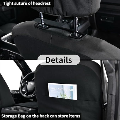 Coverado Front Seat Covers, Waterproof Canvas Seat Protector for Car Seat Cushions for Kids & Dogs, Compatible with 2015-2026 Ford F150 & 2017-2026 Ford F250 F350 F450(Black, 2PCS)