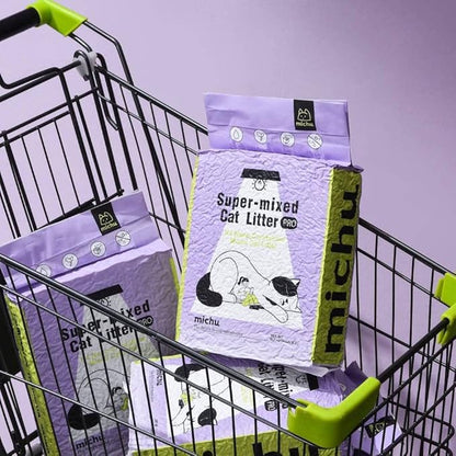Michu Tofu Cat Litter Natural Clumping Tofu Cat Litter 5.5lb/88oz 5 Scents (Watermelon + Mixed, 2 Pack)