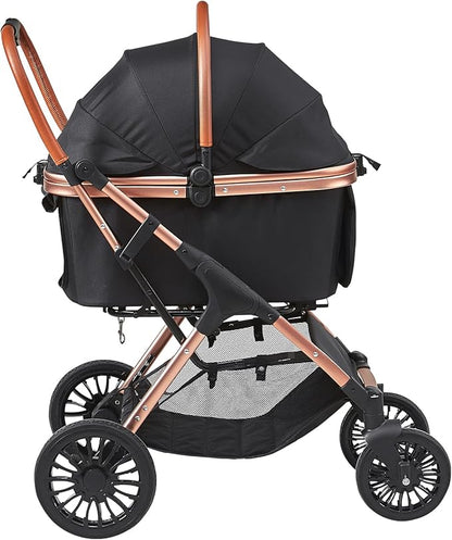 VEVOR Large Pet Stroller for Medium Large Dogs and Cats, Up to 66lbs, Detachable Carrier and Storage Basket