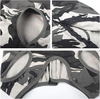 Dog Recovery Suit Abdominal Wound Puppy Surgical Clothes Post-Operative Vest Pet After Surgery Wear Substitute E-Collar & Cone(M, Camouflage)