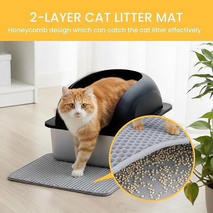 Simple Deluxe XL Stainless Steel Cat Litter Box with Lid, High Sided Metal Litter Pan for Large Cats, Urine-Proof Non-Stick & Easy to Clean, Black