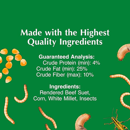 C&S Insect Suet Treat, Suet Cakes for Wild Birds Including Woodpeckers, Wrens, Chickadees, Nuthatches and Robins, Pack of 8