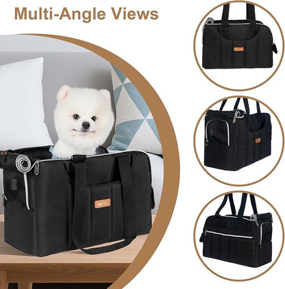 Dog Purse Carrier for Small Dogs Cats Rabbits Up to 13lbs, Lightweight Pet Sling Carriers with Crossbody Strap, Portable Puppy Soft Sided Tote Bag Carrier for Vet,Hiking,Travel Black