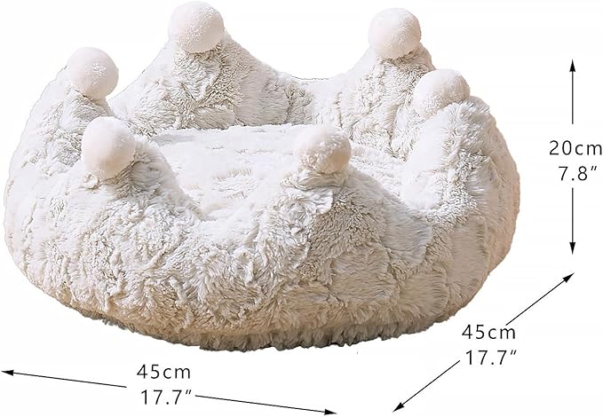 PetPals Round Cat Bed with Removeable and Washable Cushion, Super Soft Rose Patten Faux Fur Pet Bed for Puppy and Kitten with Anti-Slip Bottom (Rose Crown)