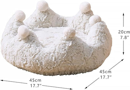 PetPals Round Cat Bed with Removeable and Washable Cushion, Super Soft Rose Patten Faux Fur Pet Bed for Puppy and Kitten with Anti-Slip Bottom (Rose Crown)