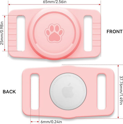 GOCII for Airtag Dog Collar Holder 2 Pack,Waterproof Dog Collar Holder for Apple AirTag(Gen 1 & 2),Silicone Air Tags Case for Dog Collars(Light Pink)