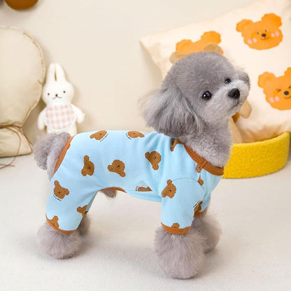 2 Pack Dog Pajamas Small Sized Dog Onesie Clothes Soft Stretchy Puppy Pajamas for Dogs Cats Girl Pet Costume Bear Printed Pjs Outifts French Bulldog Chihuahua Doggie Clothes (Pink&Blue, X-Large)