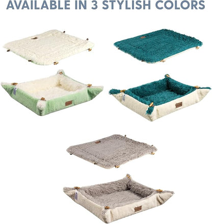 The Cat Ladies Self Warming Heated Cat Bed Mat - Heated Outdoor Kitten Bed Mat - Non Electric Heating Pad - for Indoor and Outdoor Cats - Reversible Comfortable Design - Light Green