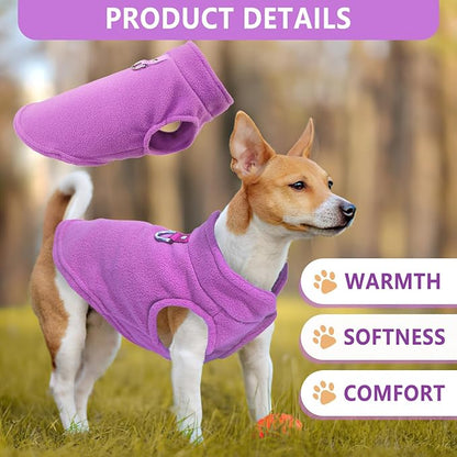 2 Pieces Fleece Dog Sweater Vest Winter Warm Dog Clothes for Small Dogs Male Female Fall Pullover Puppy Clothes with D-Ring Soft Puppy Sweater Cold Weather Doggie Coat Outfit (Rose,Purple, Medium)