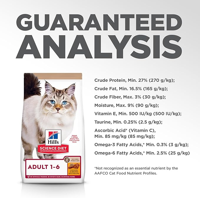 Hill's Science Diet Adult 1-6 No Corn, Wheat or Soy Dry Cat Food, Chicken, 7 lb. Bag