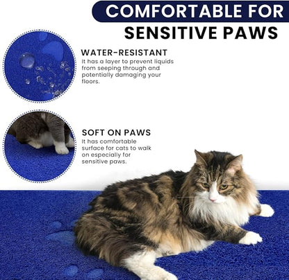 Andalus Extra Large Cat Litter Mat, Pack of 1 - Waterproof, Non-Slip & Easy to Clean Cat Litter Box Mat for Extra Efficient Pet Litter-Trapping, Blue (35” X 23”)