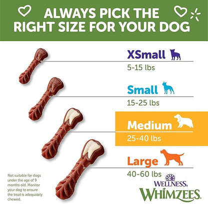 Whimzees Wellness Brushzees Dog Dental Treat, VOHC Accepted Chews, Freshens Breath, Medium Size, 4.2 oz Bag, 4 Count