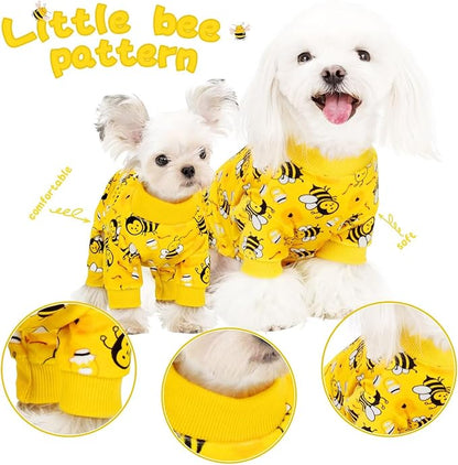 Paiaite Dog Pajamas Onesie: Comfortable Four-Legged Apparel for Small, Medium, & Large Dogs, Polyester Material for Comfort, Wrinkle Resistance, Moisture Wicking, Stretchiness Cute Bee M