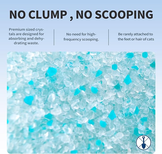 ABCPET Cat Litter Crystals No Clumping Odor Control Kitty Litter Non-Clumping No scooping Low Dust, Low Tracking, Dehydrates Waste Cologne - 17.2 lbs (4 x 4.3 lb Packs)